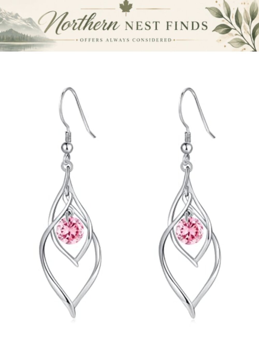 925 Sterling Silver Birthstone Dangle Drop Earrings CZ French Wire